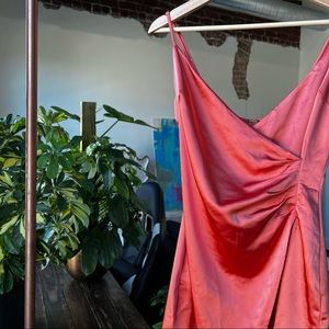 Forever21 coral satin slit dress